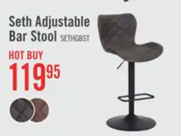 The Brick Seth Barstool with Swivel & Adjustable Seat, Vegan Leather Fabric, Metal - Grey offer