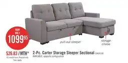 The Brick Carter 2-Piece Linen-Look Fabric Right-Facing Sleeper Sectional - Solis Grey offer