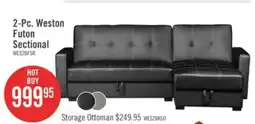 The Brick Weston 2-Piece Leather-Look Fabric Right-Facing Futon Sectional - Black offer