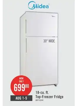 The Brick Midea 18 Cu. Ft. Top-Freezer Refrigerator - MRT18S4AWW offer