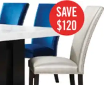 The Brick Cami 7pc Dining Set with Table & 6 Grey Chairs, Genuine Marble Top, 70W offer
