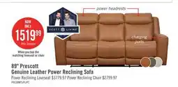 The Brick Scott Living Prescott 88.5 Butternut Brown Genuine Leather Zero Gravity Power Reclining Sofa offer