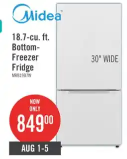 The Brick Midea 18.7 Cu. Ft. Bottom-Freezer Refrigerator - MRB19B7AWW offer