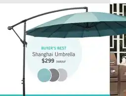 The Brick Shanghai Outdoor Patio Umbrella with Base - 114 W x 75H, Weather Resistant Aluminum & Fibreglass, Hand Crank, Water/Sand Fill offer