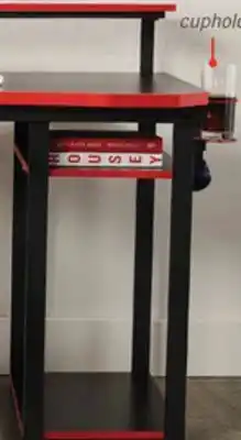 The Brick Hermes 50 Gaming Desk - Black with Red Trim offer