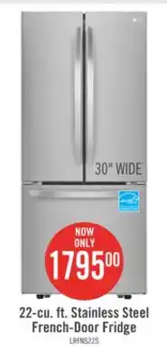 The Brick LG 30 22 Cu. Ft. French-Door Refrigerator - Smudge Proof Stainless Steel - LRFNS2200S offer