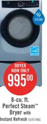 The Brick Electrolux 8 Cu. Ft. Electric Dryer with Steam - Glacier Blue - Stackable - ELFE743CAG offer