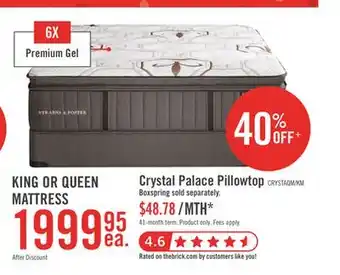 The Brick Stearns & Foster Founders Collection Crystal Palace Pillowtop Queen Mattress offer