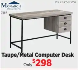 Surplus Furniture 55 Taupe/Black Metal Computer Desk offer