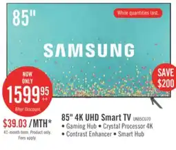 The Brick Samsung 85 CU7000 4K Crystal UHD TV offer