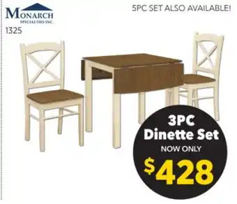 Surplus Furniture Cream/Oak 3Pc Dinette Set offer