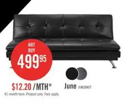 The Brick June 73.2 Black Leather-Look Fabric Klik Klak Futon with Metal Legs and Tufting offer