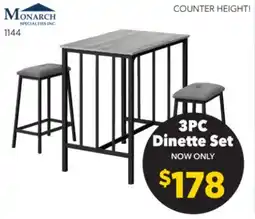 Surplus Furniture Grey/Black Metal 3PC Counter Height Dinette offer