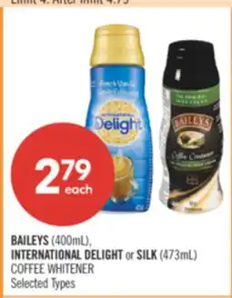 Shoppers Drug Mart BAILEYS (400mL), INTERNATIONAL DELIGHT or SILK (473mL) COFFEE WHITENER offer