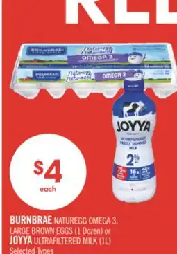 Shoppers Drug Mart BURNBRAE NATUREGG OMEGA 3, LARGE BROWN EGGS (1 Dozen) or JOYYA ULTRAFILTERED MILK (1L) offer