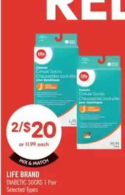 Shoppers Drug Mart LIFE BRAND DIABETIC SOCKS offer