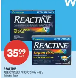Shoppers Drug Mart REACTINE ALLERGY RELIEF PRODUCTS offer