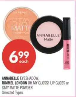 Shoppers Drug Mart ANNABELLE EYESHADOW, RIMMEL LONDON OH MY GLOSS! LIP GLOSS or STAY MATTE POWDER offer