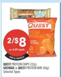 Shoppers Drug Mart QUEST PROTEIN CHIPS (32g). GRENADE or QUEST PROTEIN BAR (60g) offer