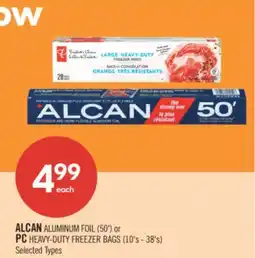Shoppers Drug Mart ALCAN ALUMINUM FOIL (50') or PC HEAVY-DUTY FREEZER BAGS (10's - 38's) offer