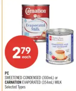 Shoppers Drug Mart PC SWEETENED CONDENSED (300mL) or CARNATION EVAPORATED (354mL) MILK offer