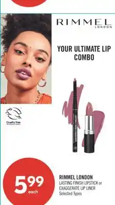 Shoppers Drug Mart RIMMEL LONDON LASTING FINISH LIPSTICK or EXAGGERATE LIP LINER offer
