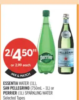 Shoppers Drug Mart ESSENTIA WATER (1L), SAN PELLEGRINO (750mL - 1L) or PERRIER (1L) SPARKLING WATER offer