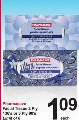 Pharmasave Pharmasave Facial Tissue 2 Ply 136's or 3 Ply 90's offer