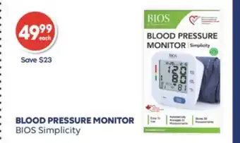 Wellwise by Shoppers BIOS Simplicity BLOOD PRESSURE MONITOR offer