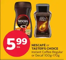 Rexall NESCAFÉ or TASTER'S CHOICE Instant Coffee Regular or Decaf offer