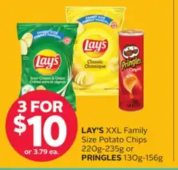 Rexall LAY'S XXL Family Size Potato Chips 220g-235g or PRINGLES 130g-156g offer