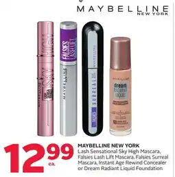 Rexall MAYBELLINE NEW YORK Lash Sensational Sky High Mascara, Falsies Lash Lift Mascara, Falsies Surreal Mascara, Instant Age Rewind offer