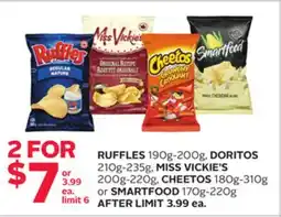 Rexall RUFFLES 190g-200g, DORITOS 210g-235g, MISS VICKIE'S 200g-220g, CHEETOS 180g-310g or SMARTFOOD 170g-220g offer