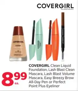 Rexall COVERGIRL Clean Liquid Foundation, Lash Blast Clean Mascara, Lash Blast Volume Mascara, Easy Breezy Brow All-Day Pen or Perfe offer