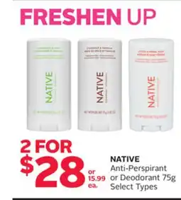 Rexall NATIVE Anti-Perspirant or Deodorant offer