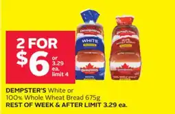 Rexall DEMPSTER'S White or 100% Whole Wheat Bread offer