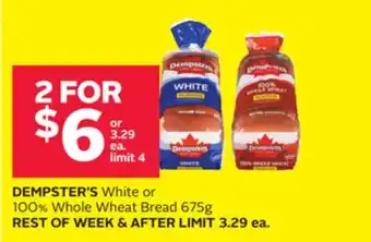 Rexall DEMPSTER'S White or 100% Whole Wheat Bread offer