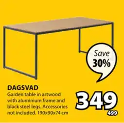 JYSK Dagsvad Garden Table In Artwood With Aluminium Frame And Black Steel Legs offer