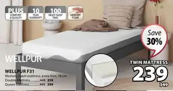 JYSK Wellpur F31 Memory Foam Mattress Extra Firm offer