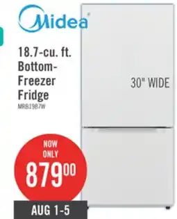 The Brick Midea 18.7 Cu. Ft. Bottom-Freezer Refrigerator - MRB19B7AWW offer