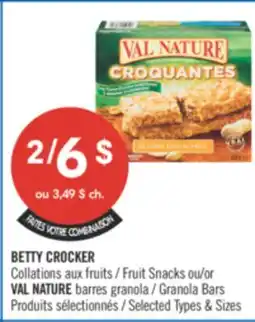 Pharmaprix BETTY CROCKER Fruit Snack or VAL NATURE Granola Bars offer