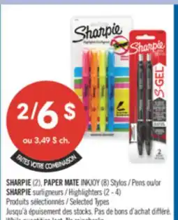 Pharmaprix SHARPIE (2), PAPER MATE INKJOY (8) Stylos / Pens or SHARPIE Highlighters (2 - 4) offer