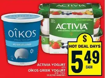 Food Basics ACTIVIA YOGURT OIKOS GREEK YOGURT offer