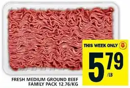 Food Basics FRESH MEDIUM GROUND BEEF FAMILY PACK 12.76/KG offer