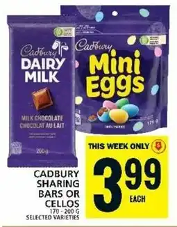 Food Basics CADBURY SHARING BARS OR CELLOS 170-200 G offer