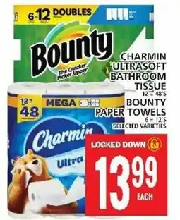Food Basics CHARMIN ULTRASOFT BATHROOM TISSUE BOUNTY PAPER TOWELS offer