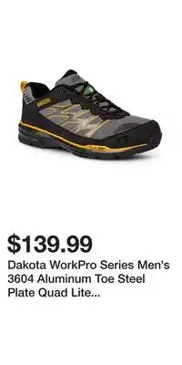 Mark's Dakota WorkPro Series Men's 3604 Aluminum Toe Steel Plate Quad Lite Athletic Safety Shoes - Black/Yellow offer