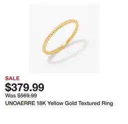 TSC Stores UNOAERRE 18K Yellow Gold Textured Ring offer