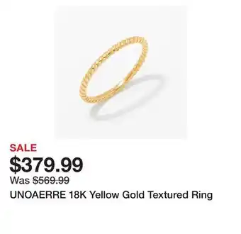 TSC Stores UNOAERRE 18K Yellow Gold Textured Ring offer