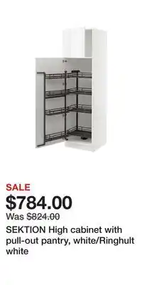 IKEA SEKTION High cabinet with pull-out pantry, white/Ringhult white offer